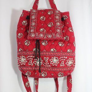Vera Bradley red black white Backpack bookbag Retired Paisley Drawstring